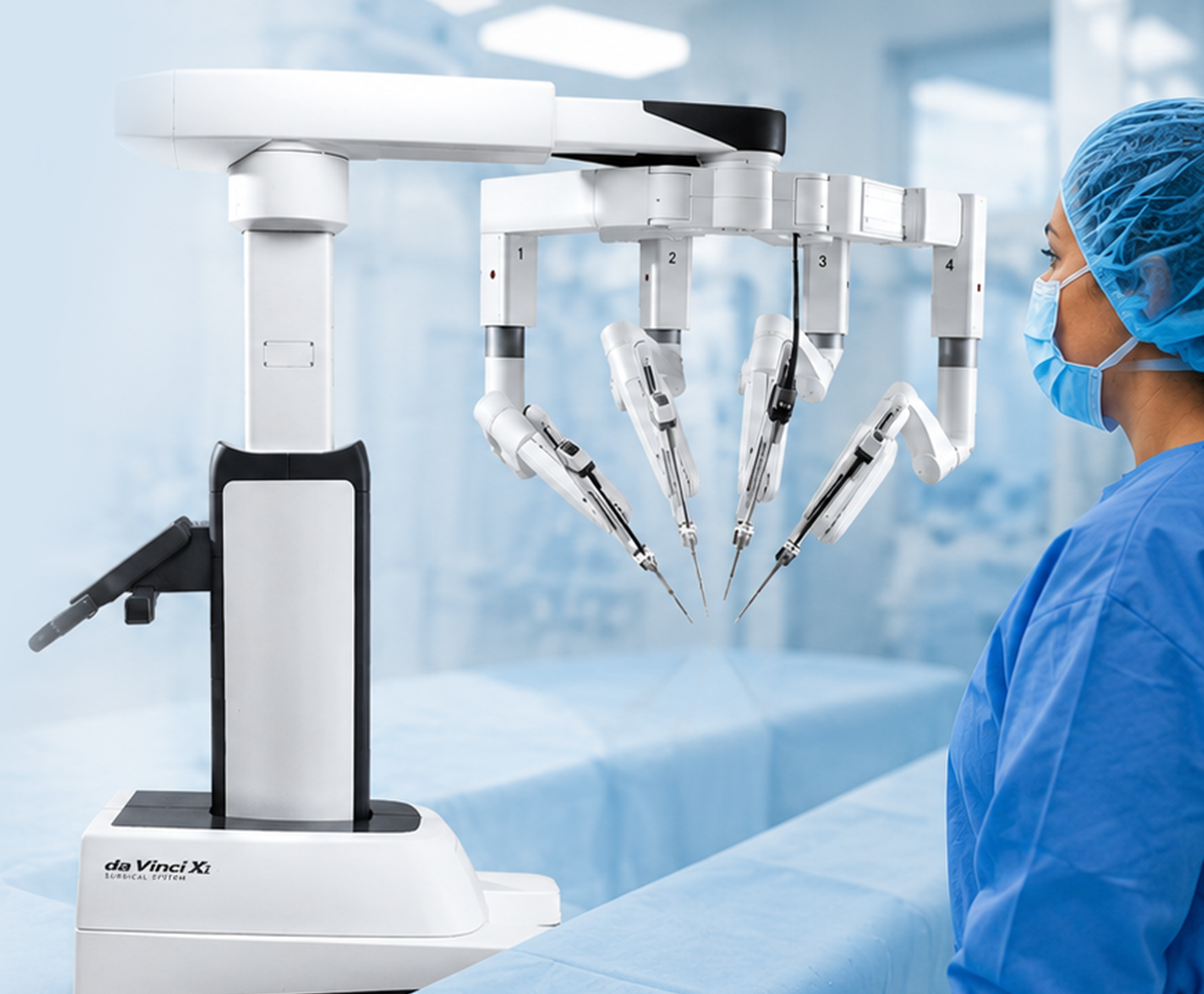 Équipe médicale en salle d’opération robot-assistée